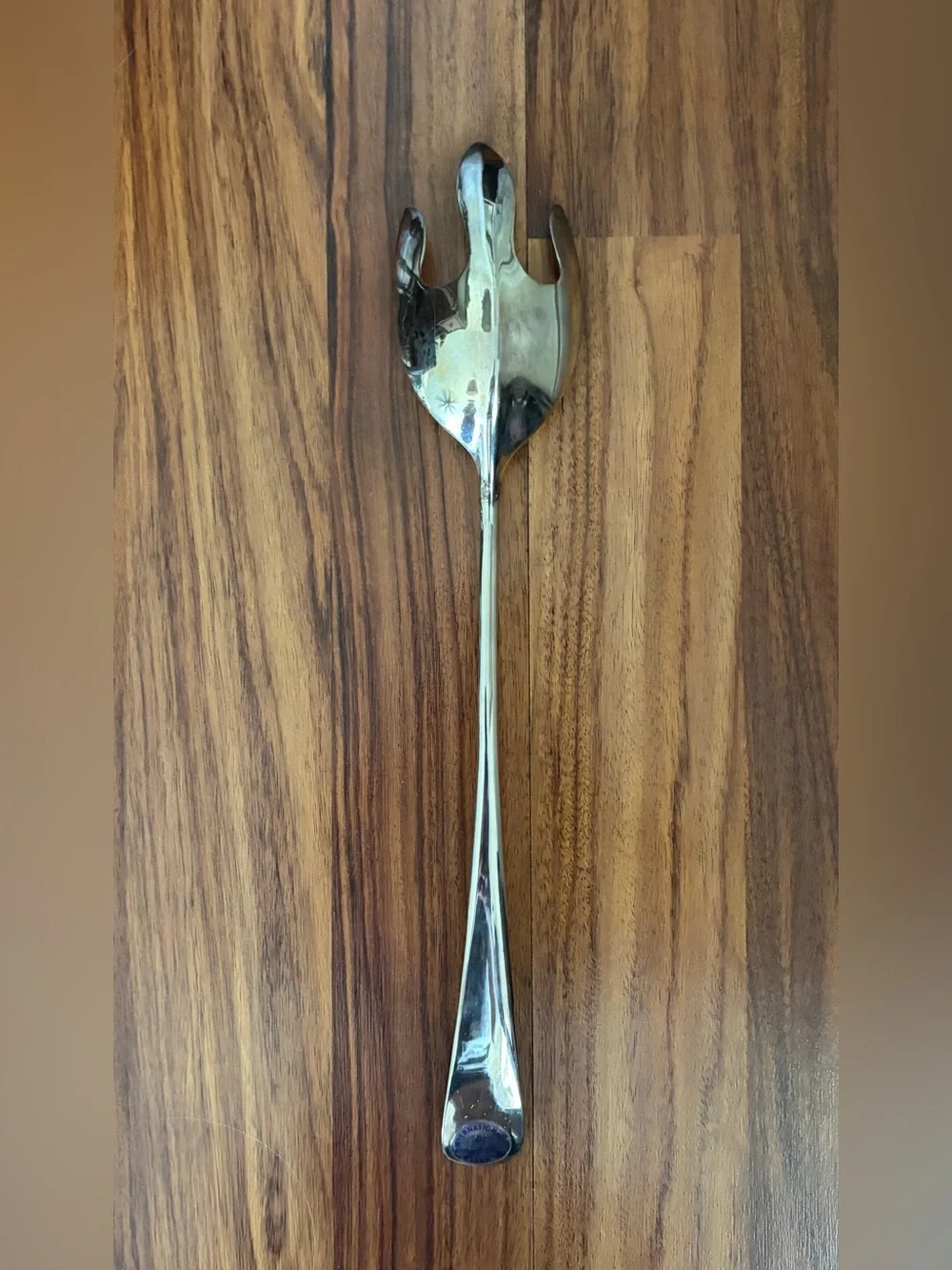 International Silver Co Silverplate Salad Serving Fork 12” Tulip Design